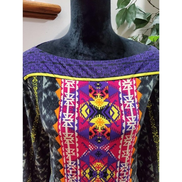ILE Women's Multicolor Polyester Boat Neck Long Sleeve Knee Length Dress Size 18 - Picture 5 of 12